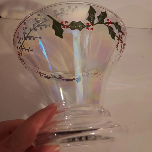 Bath and Body Works Christmas Iridescent Shine Glass Vase with Holly Ivy Design - Picture 4 of 7